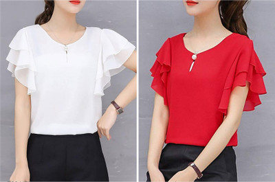 Istyle Can Casual Solid Women Red Top