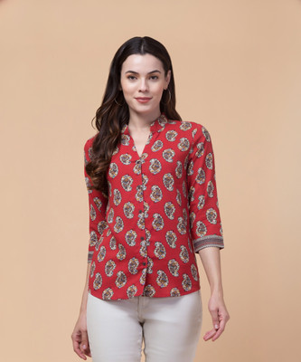 Hive91 Casual Printed Women Maroon Top