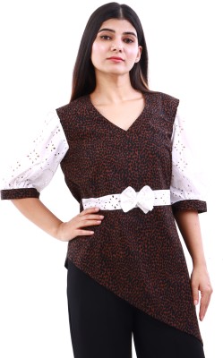 vimud Casual Printed Women Brown Top