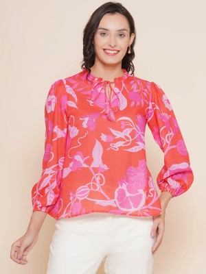 Bhama COUTURE Casual Floral Print Women Orange, Pink, White Top