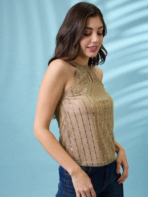 Globus Party Embellished Women Gold Top