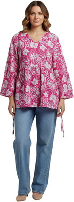 MUSKAN FAHION ATTIRES Casual Floral Print, Printed Women Pink Top