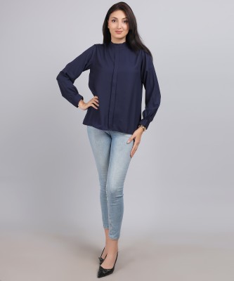 vastradhan Casual Self Design Women Dark Blue Top