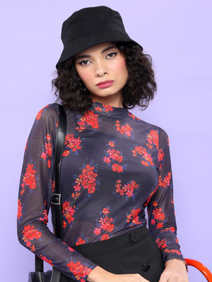 Tokyo Talkies Casual Printed Women Dark Blue Top