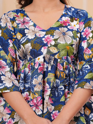 Labhanshi Creation Casual Floral Print Women Blue Top