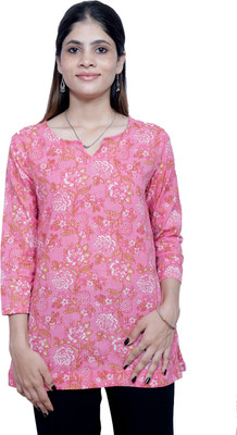 TG Casual Floral Print Women Pink Top