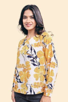 Mirana Casual Solid Women Yellow Top