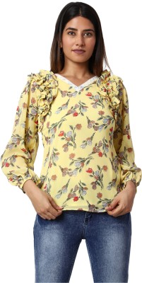 14 Fab Casual Floral Print Women Yellow Top