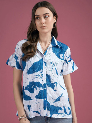 CORSICA Casual Printed Women Blue Top