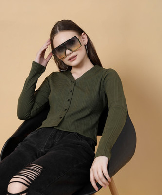RIGO Casual Solid Women Gold Top