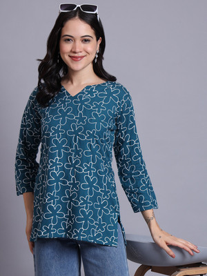 ENTNICBLISS Casual Printed Women Light Blue Top
