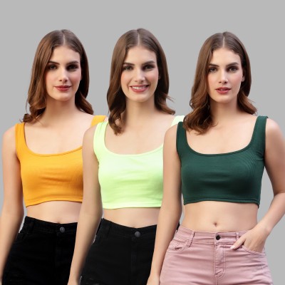 DIAZ Casual Solid Women Dark Green, Yellow, Light Green Top