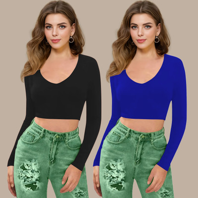 Kashonaa Casual Solid Women Blue Top