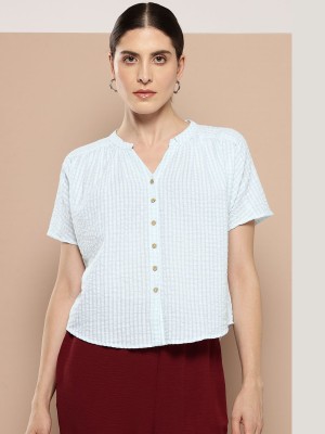 CHEMISTRY Casual Checkered Women White Top