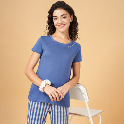 Dreamz by Pantaloons Casual Solid Women Light Blue Top