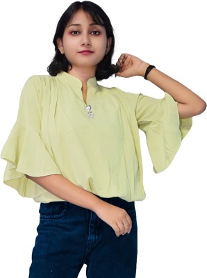 zealous fashion creation Casual Solid Women Green Top