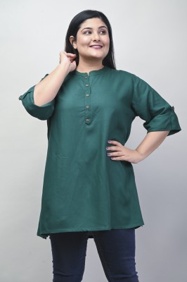 Swasti Casual Solid Women Green Top