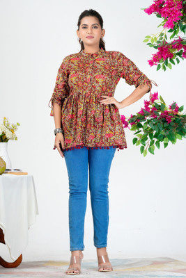 FashneAttire Casual Printed Women Multicolor Top