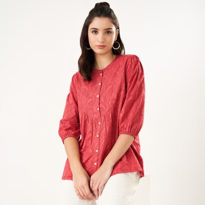 Akkriti by Pantaloons Casual Embroidered Women Red Top