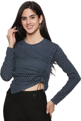 Asriya Fashions Casual Printed Women Dark Blue, White Top