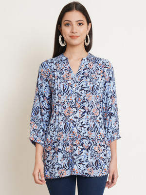 9 impression Casual Printed Women Blue Top