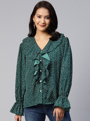 PLUSS Casual Printed Women Green Top