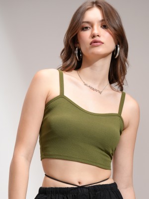 Tokyo Talkies Casual Solid Women Green Top