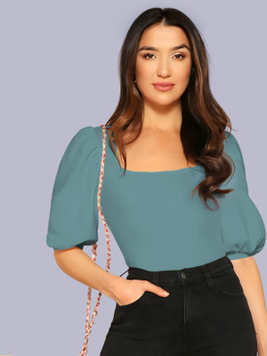 Kashonaa Casual Solid Women Light Green Top