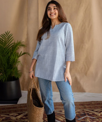 ARZOO Casual Printed Women Blue Top