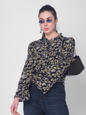 CRIMSOUNE CLUB Casual Printed Women Black Top