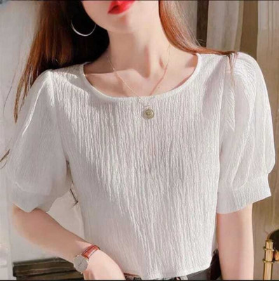 PERFETTE WOLLO Casual Embroidered Women White Top