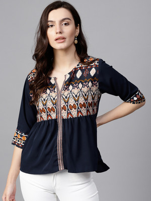 PANNKH Casual Printed Women Multicolor Top