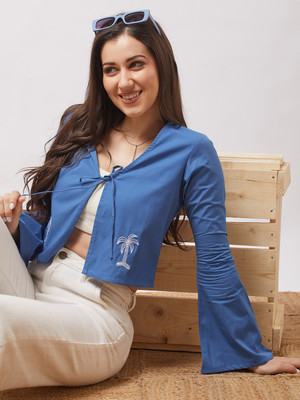 Globus Casual Solid Women Blue Top