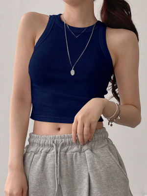 Toochki Casual Solid Women Blue Top