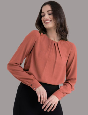 Mirana Casual Solid Women Pink Top