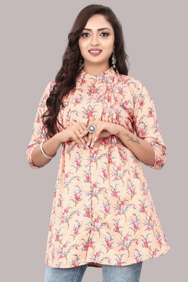 HB Fashion Party Printed Women Orange Top
