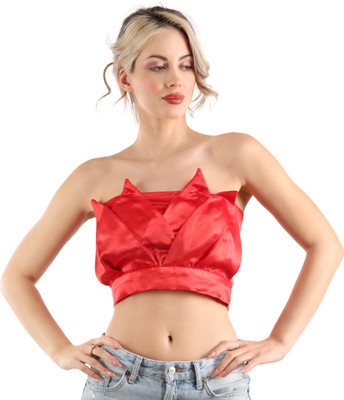 KIYOO Casual Solid Women Red Top