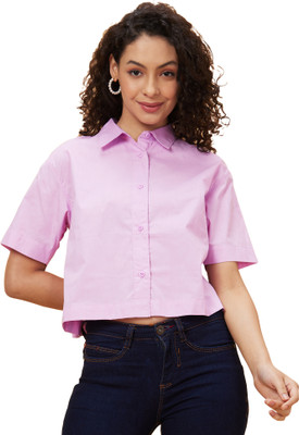 Globus Casual Solid Women Purple Top