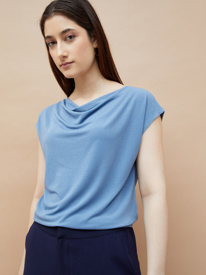 CODE by Lifestyle Casual Solid Women Blue Top