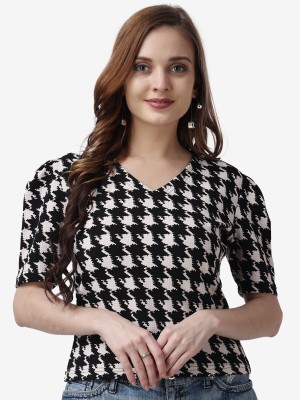 POPWINGS Casual Printed Women Black Top