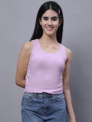 FBAR Casual Solid Women Purple Top