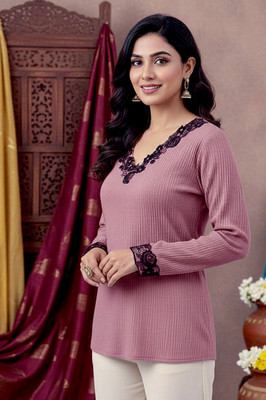 Tops Nova Casual Solid Women Black Top