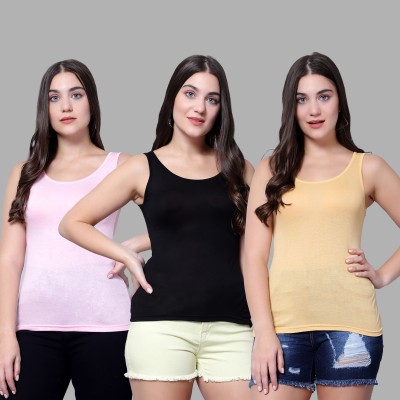 Ayvina Casual Solid Women Pink, Black, Yellow Top