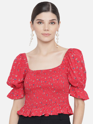 METRONAUT Casual Floral Print Women Red Top