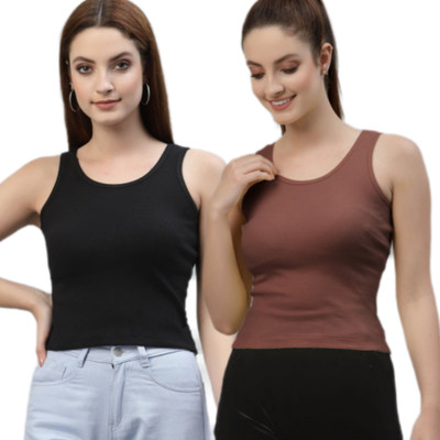 ZERISH Casual Solid Women Black, Brown Top