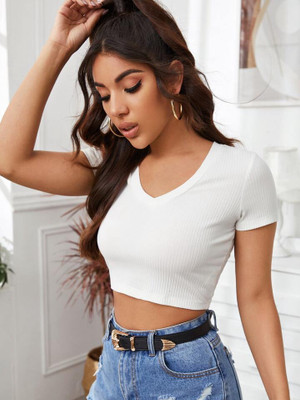 Sollobell Casual Solid Women White Top