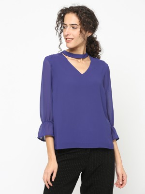 Gipsy Woman Casual Solid Women Blue Top