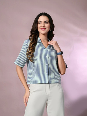 Azzurra Party Striped Women Blue Top