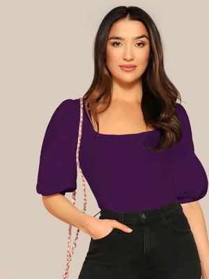 Kashonaa Casual Solid Women Purple Top
