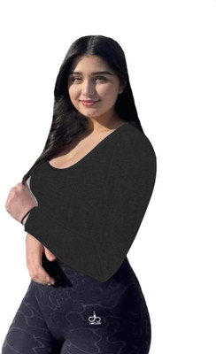 THE BLAZZE Casual Solid Women Black Top